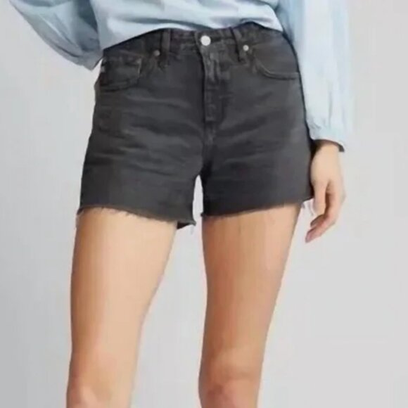 AG Denim Hailey Cut-Off Ex Boyfriend Raw Hem Short in Black Size 26 - Picture 1 of 11